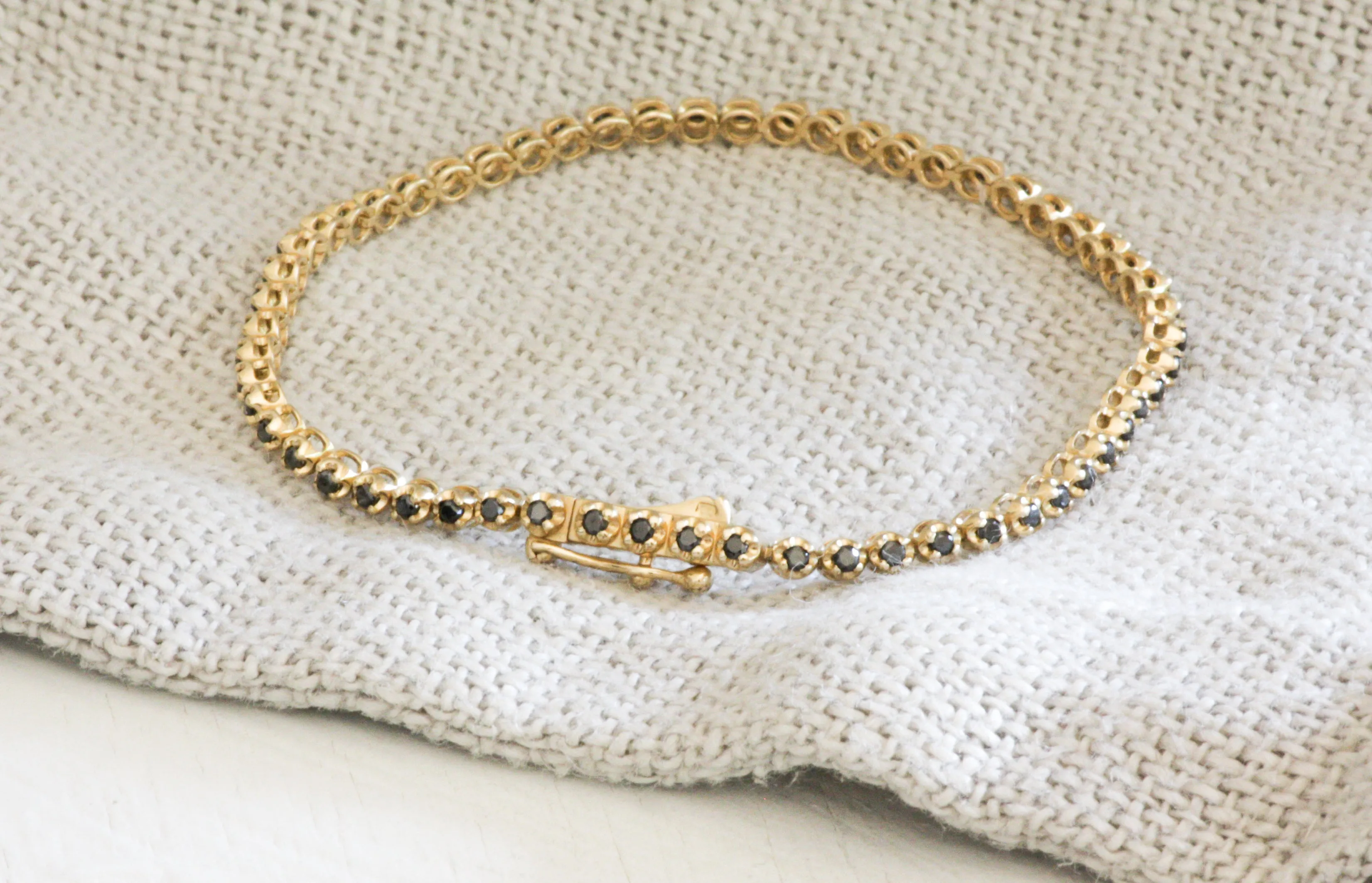 Gold Tennis Bracelet with Black Diamonds
