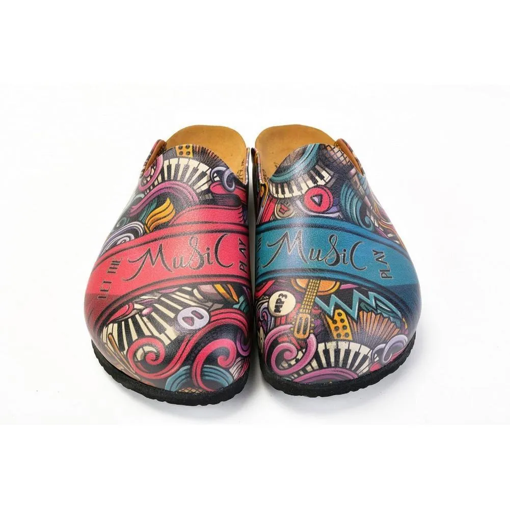 Purple and Blue Mixed Music Notes, Let the Music Written Patterned Clogs - CAL1406